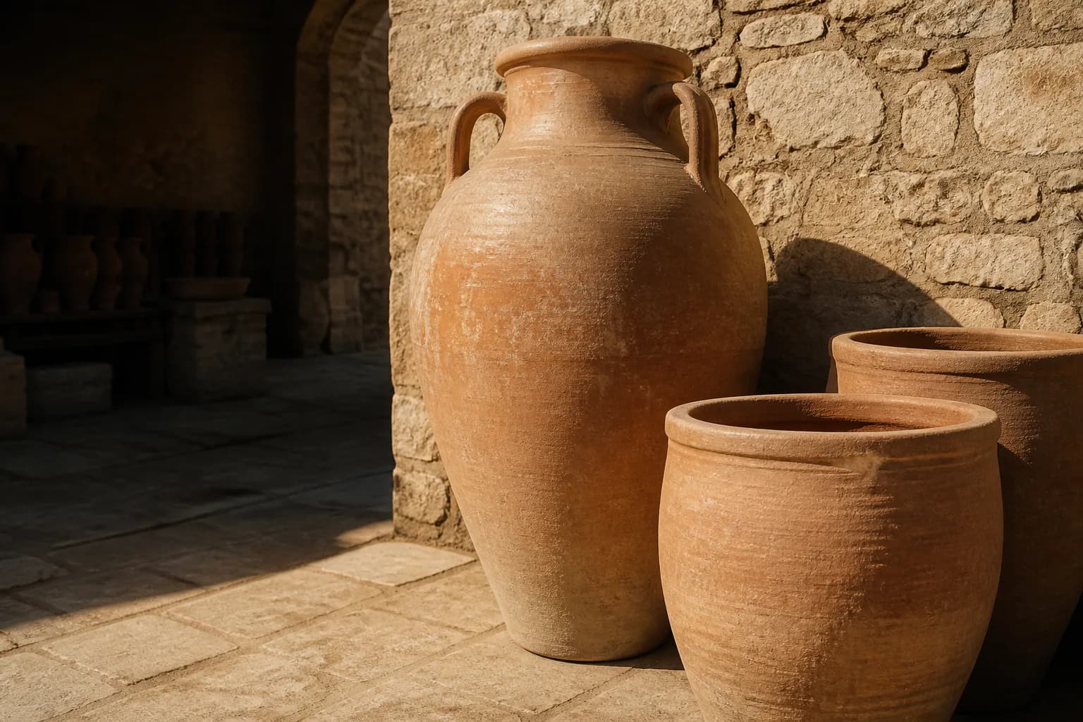 İhracata uygun büyük terracotta ürün grubu — temsili görsel